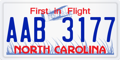 NC license plate AAB3177