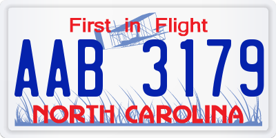 NC license plate AAB3179