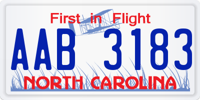 NC license plate AAB3183