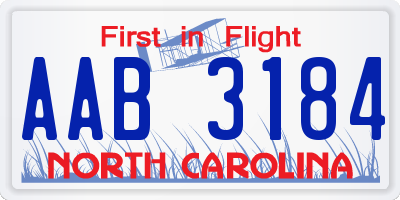 NC license plate AAB3184