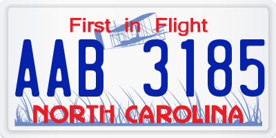 NC license plate AAB3185