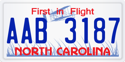 NC license plate AAB3187
