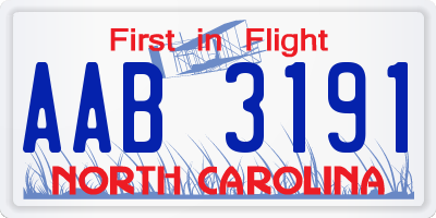 NC license plate AAB3191