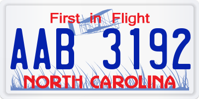 NC license plate AAB3192