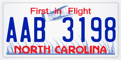 NC license plate AAB3198