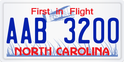 NC license plate AAB3200