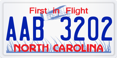 NC license plate AAB3202