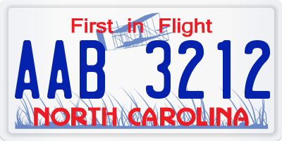 NC license plate AAB3212