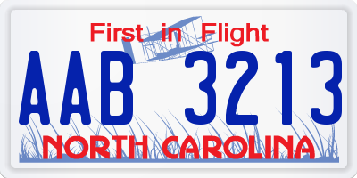 NC license plate AAB3213