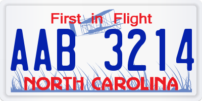 NC license plate AAB3214