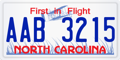 NC license plate AAB3215