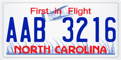 NC license plate AAB3216