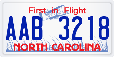 NC license plate AAB3218