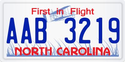 NC license plate AAB3219