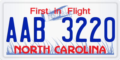 NC license plate AAB3220