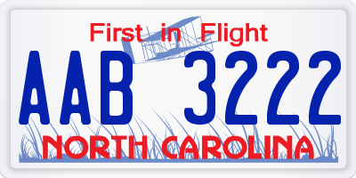 NC license plate AAB3222