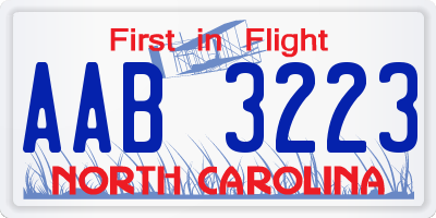 NC license plate AAB3223