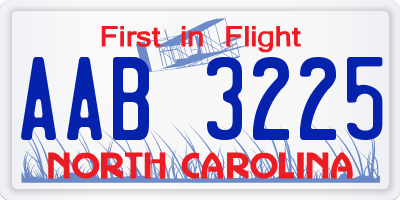 NC license plate AAB3225