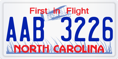 NC license plate AAB3226