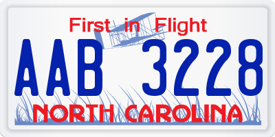 NC license plate AAB3228