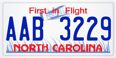 NC license plate AAB3229