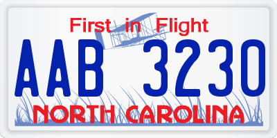 NC license plate AAB3230