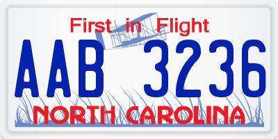 NC license plate AAB3236