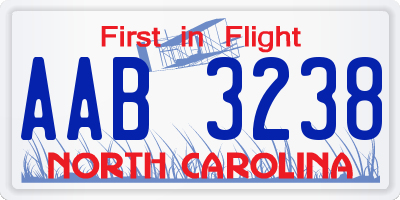 NC license plate AAB3238