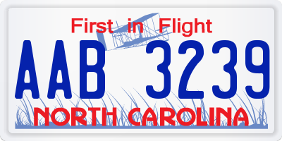 NC license plate AAB3239