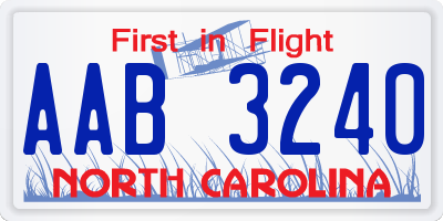 NC license plate AAB3240