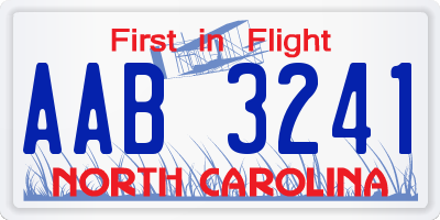 NC license plate AAB3241