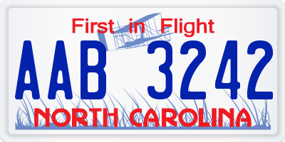 NC license plate AAB3242