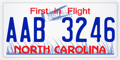 NC license plate AAB3246
