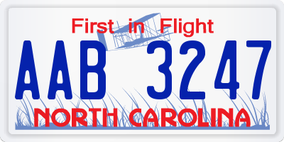 NC license plate AAB3247