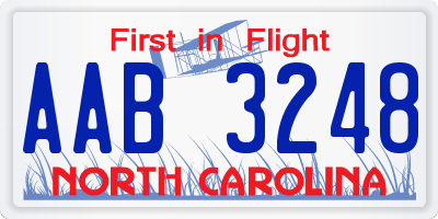 NC license plate AAB3248