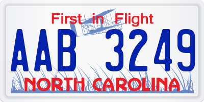 NC license plate AAB3249