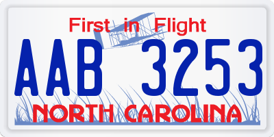 NC license plate AAB3253