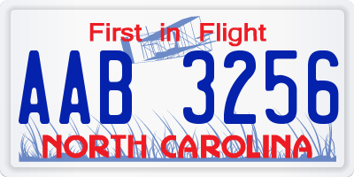 NC license plate AAB3256