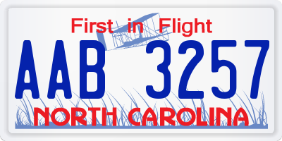 NC license plate AAB3257
