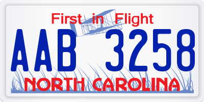 NC license plate AAB3258