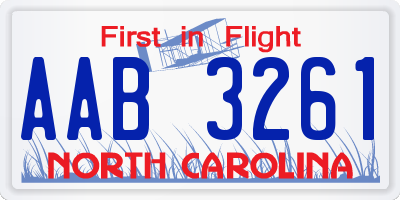 NC license plate AAB3261