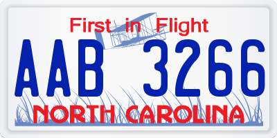 NC license plate AAB3266