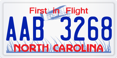 NC license plate AAB3268
