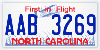 NC license plate AAB3269