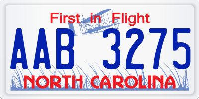 NC license plate AAB3275