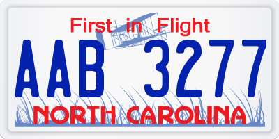 NC license plate AAB3277