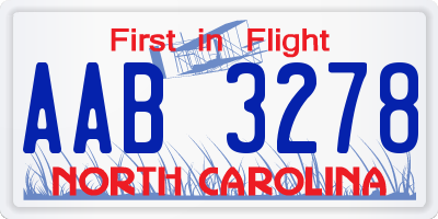 NC license plate AAB3278