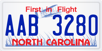 NC license plate AAB3280