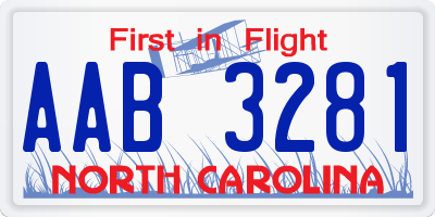 NC license plate AAB3281