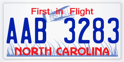 NC license plate AAB3283